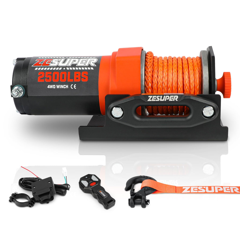 2500 lb Electric Winch 30ft Synthetic Rope 12V DC R3145