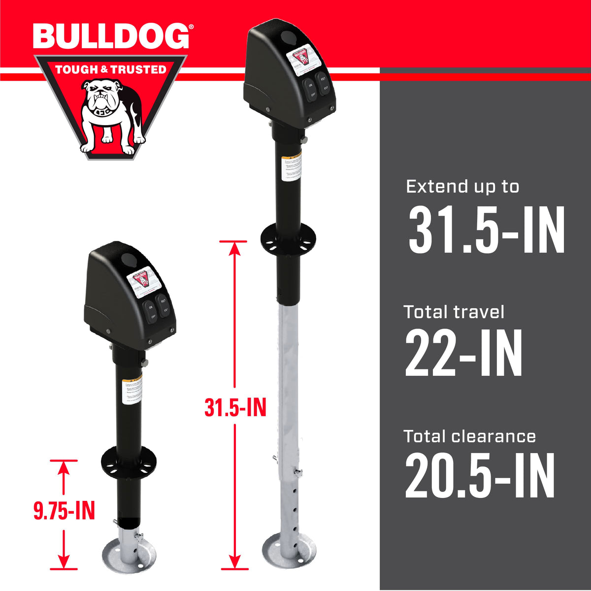 Powered Trailer Jack, A-Frame, 3,500 lbs. Lift Capacity, Bolt-On, 14 Inch Travel Z500