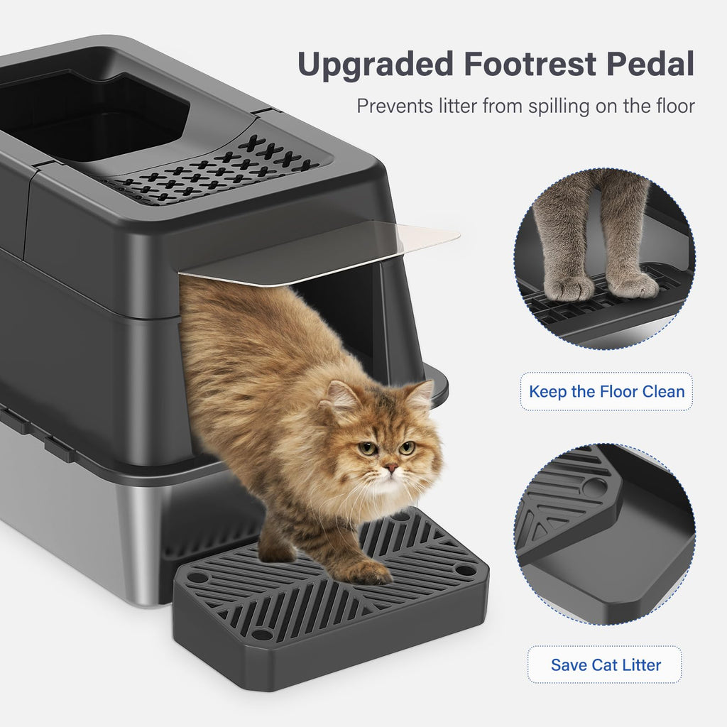 XL Stainless Steel Enclosed Cat Litter Box L515297