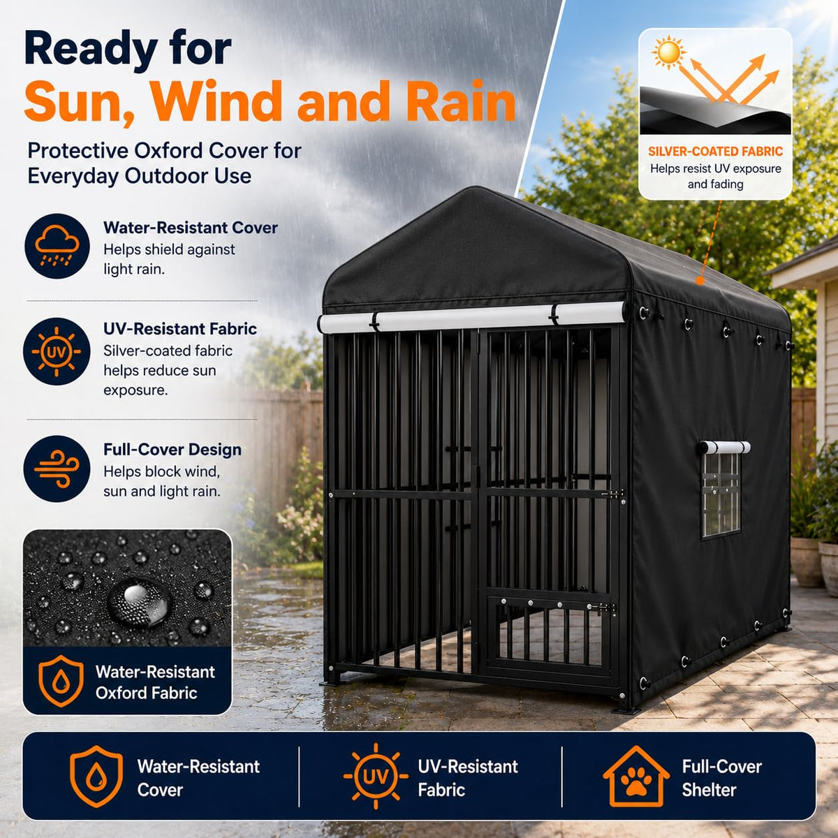 Heavy Duty Outdoor Dog Kennel with Cover J95318