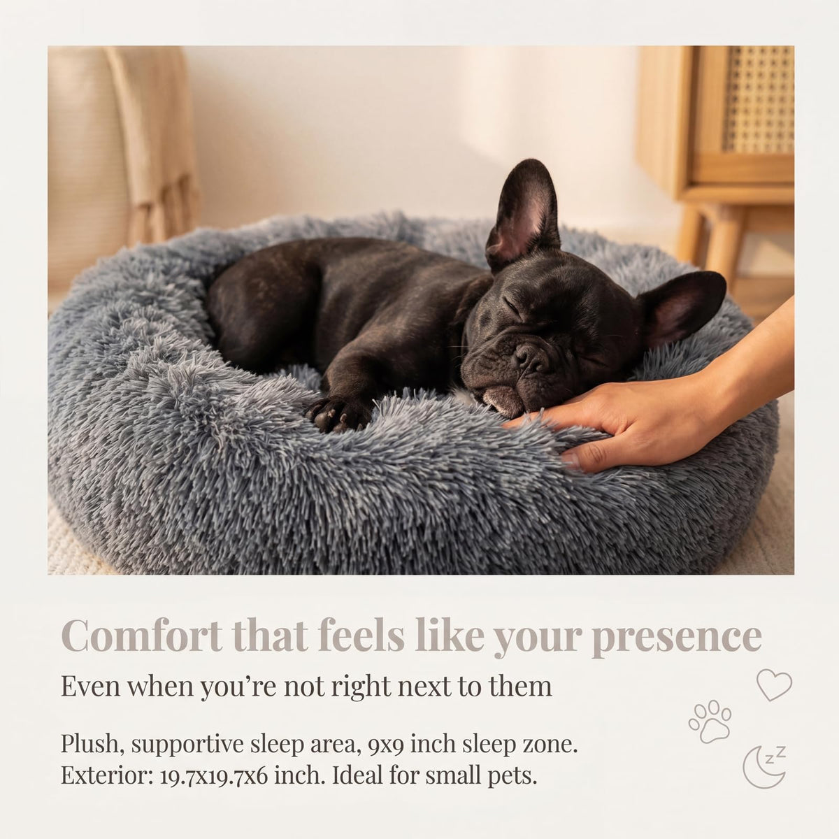 Small Anti-Anxiety Machine Washable Fluffy Round Dog Bed X900