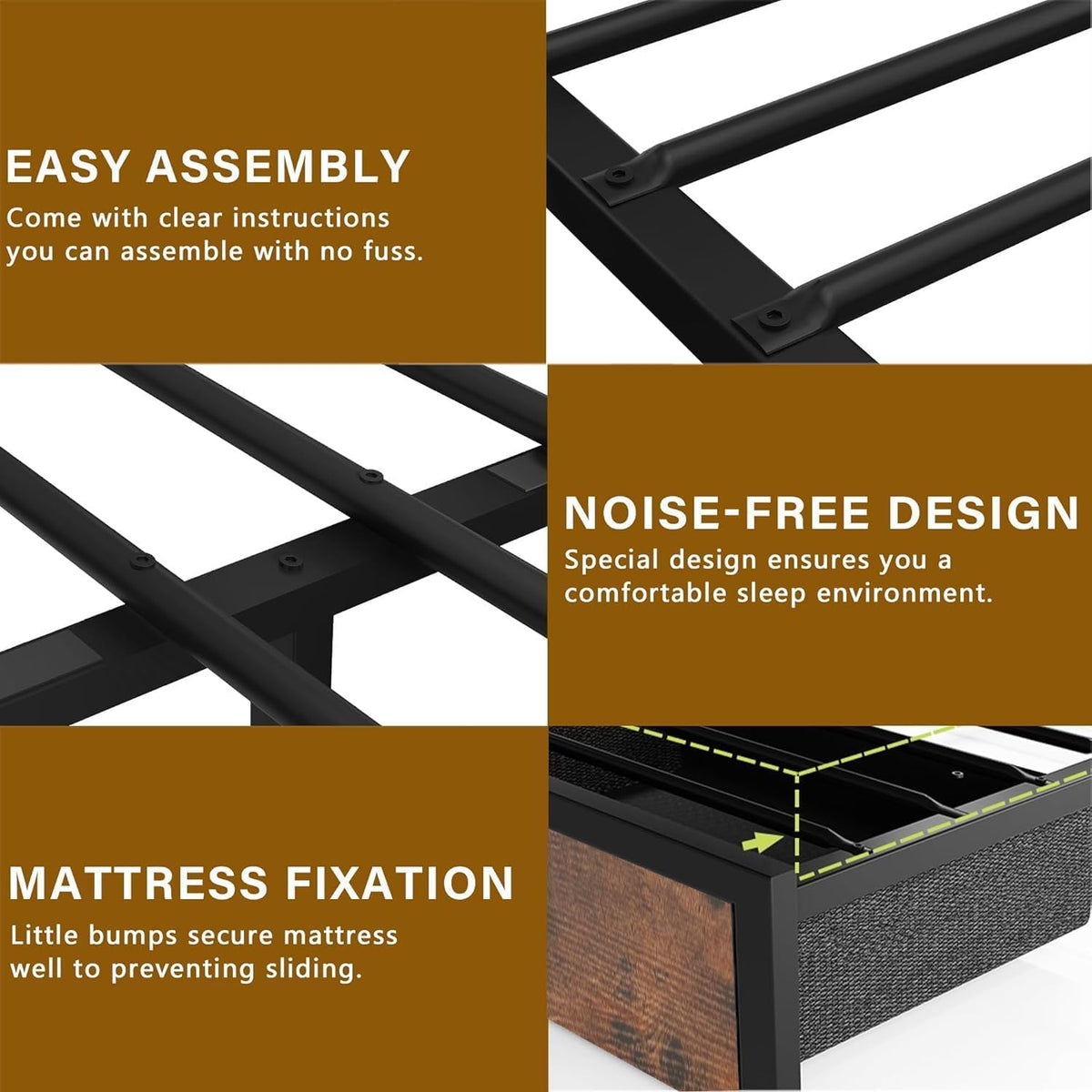 King Bed Frame with Storage Bookcase Headboard & Drawers, Brown Q636598