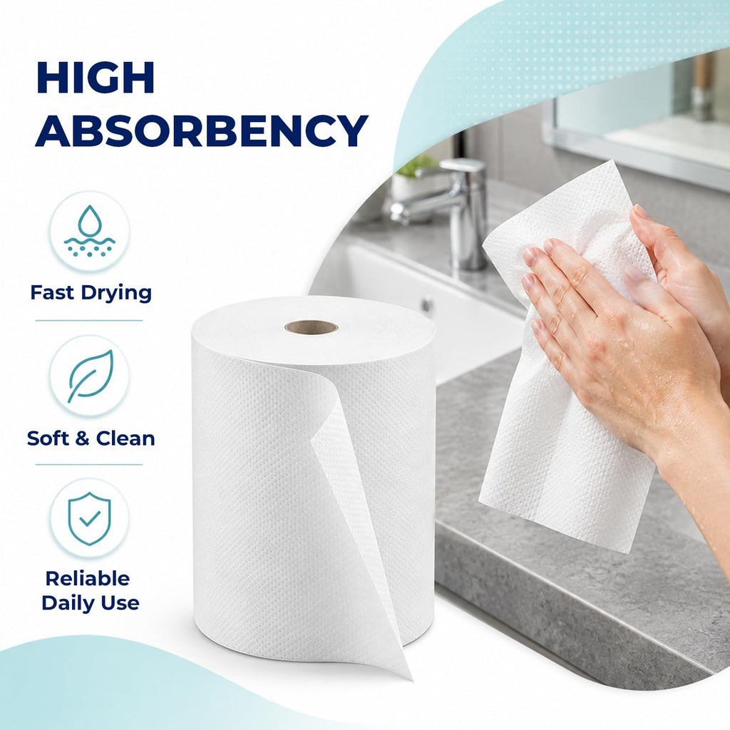 White Hardwound Paper Hand Roll Towel 6 Rolls D663