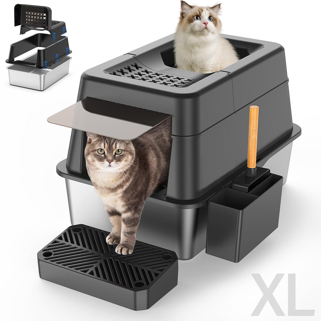 XL Stainless Steel Enclosed Cat Litter Box L515297