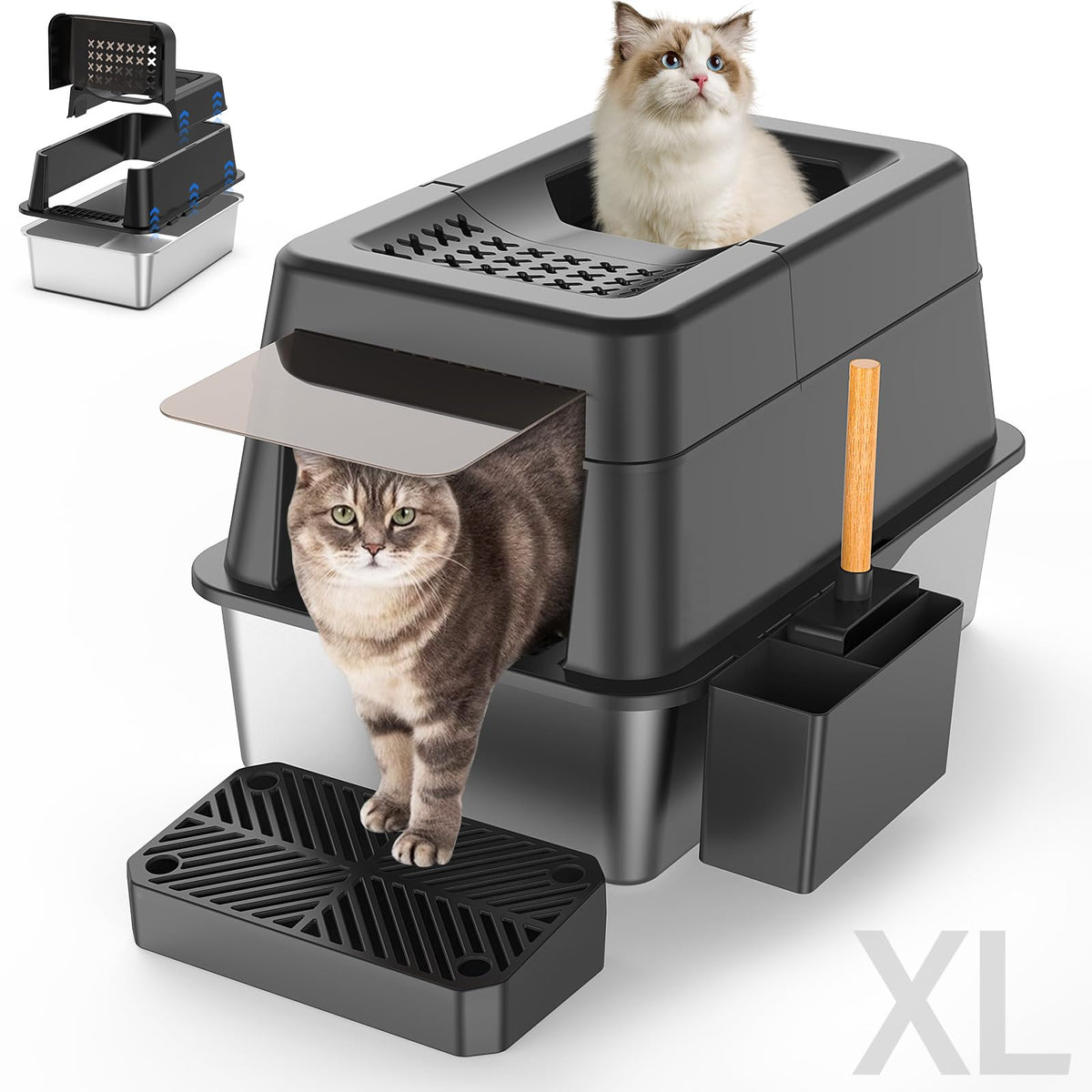 XL Stainless Steel Enclosed Cat Litter Box L515297
