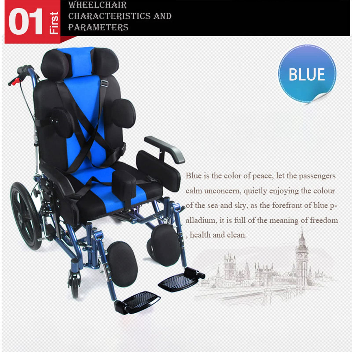 Lightweight Transport Wheelchair with Handbrakes, Flip Back Detachable Full Arms and Elevating Leg Rest X2623