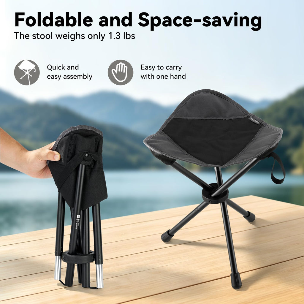 18"×14.5" Aluminum Alloy Folding Camping Stool, Black M124137