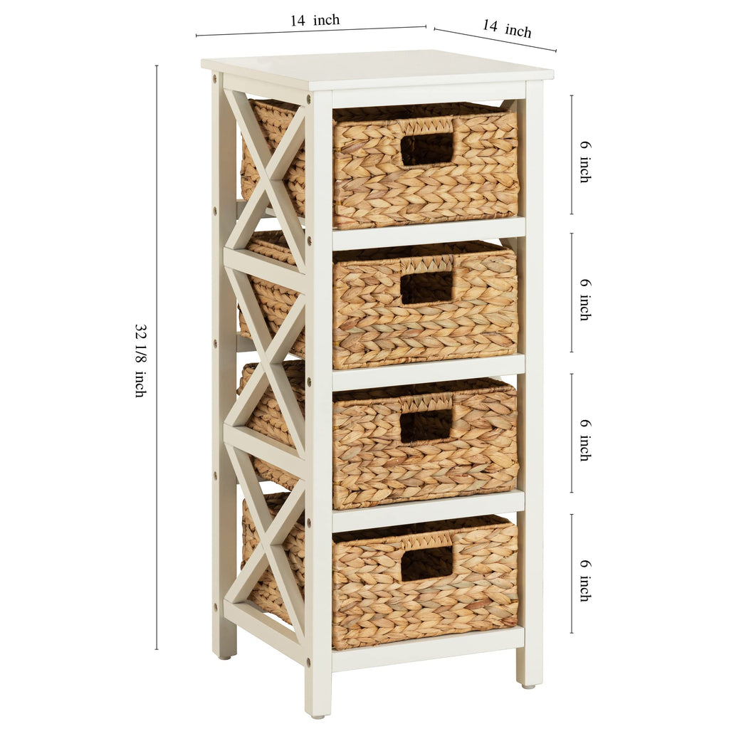 4 Tier X-Side Storage Cabinet White U9792