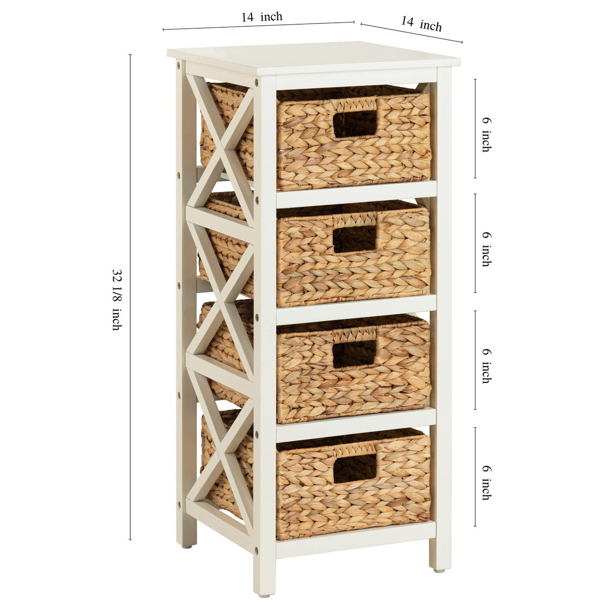 4 Tier X-Side Storage Cabinet White U9792