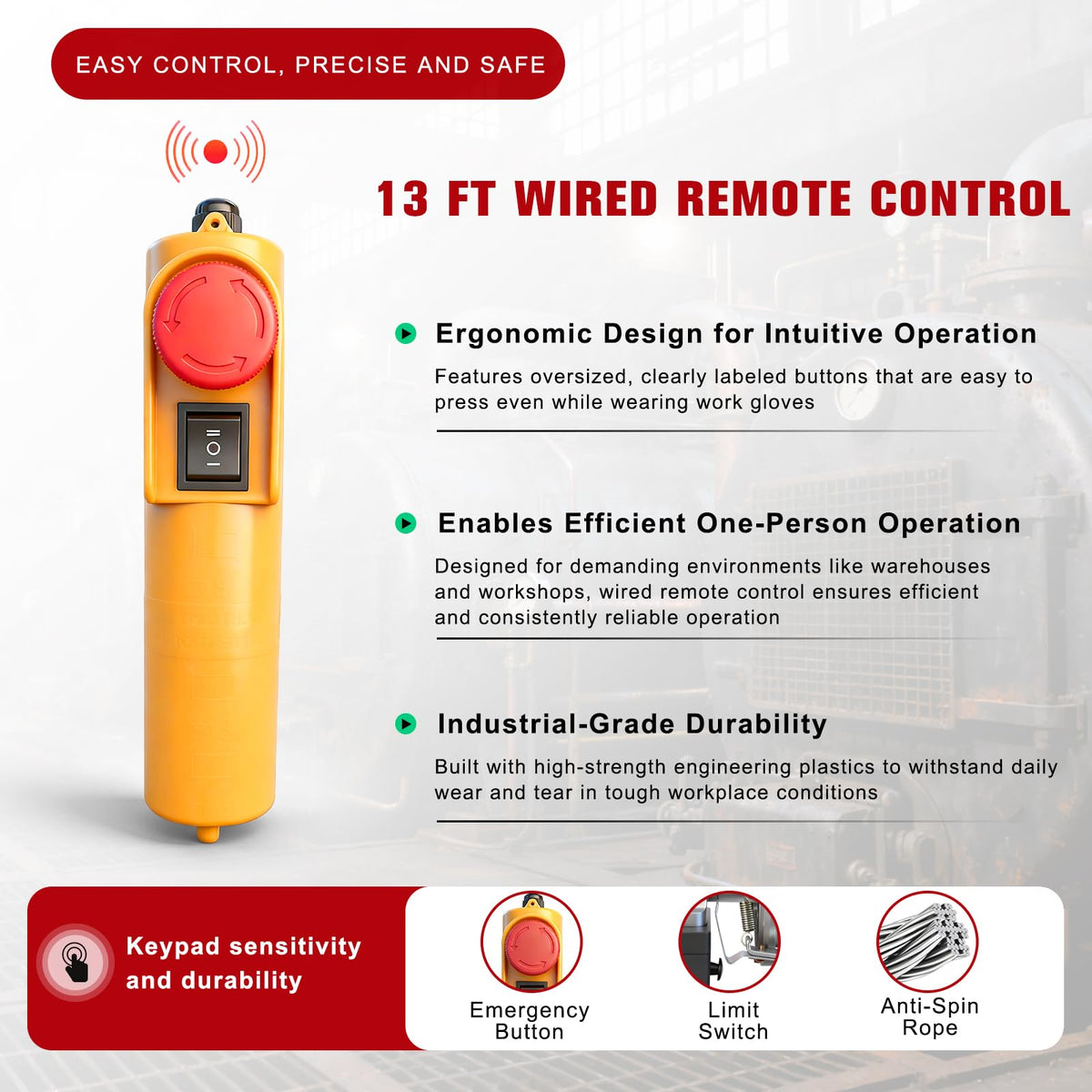 1320Lbs Electric Hoist with 13ft Remote Control Z228054