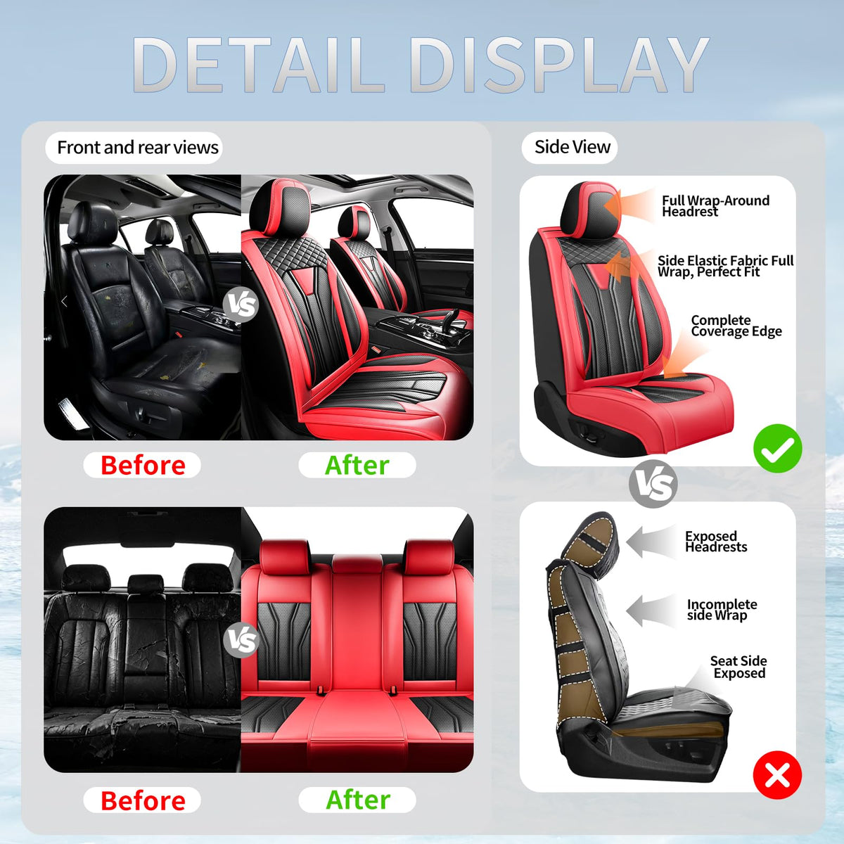 Red Black Car Seat Covers X900231
