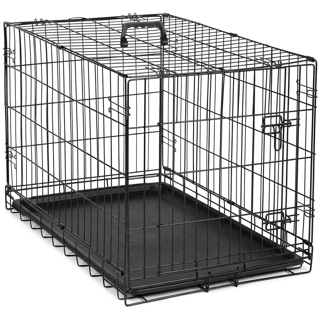 48 Inch Heavy Duty Folding Metal Wire Dog Crate with Double Doors N546489