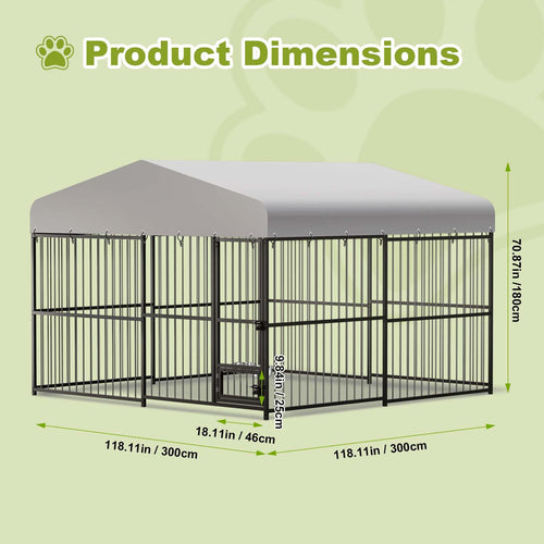 10x10x6 ft Heavy-Duty Outdoor Dog Kennel with Roof C707750