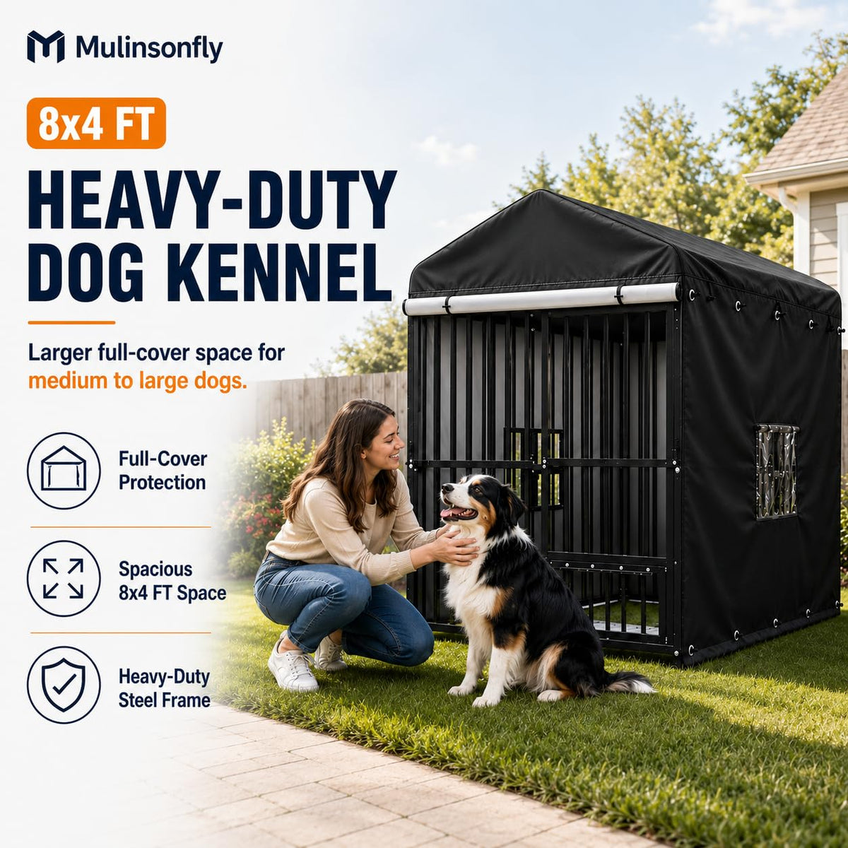 Heavy Duty Outdoor Dog Kennel with Cover J95318