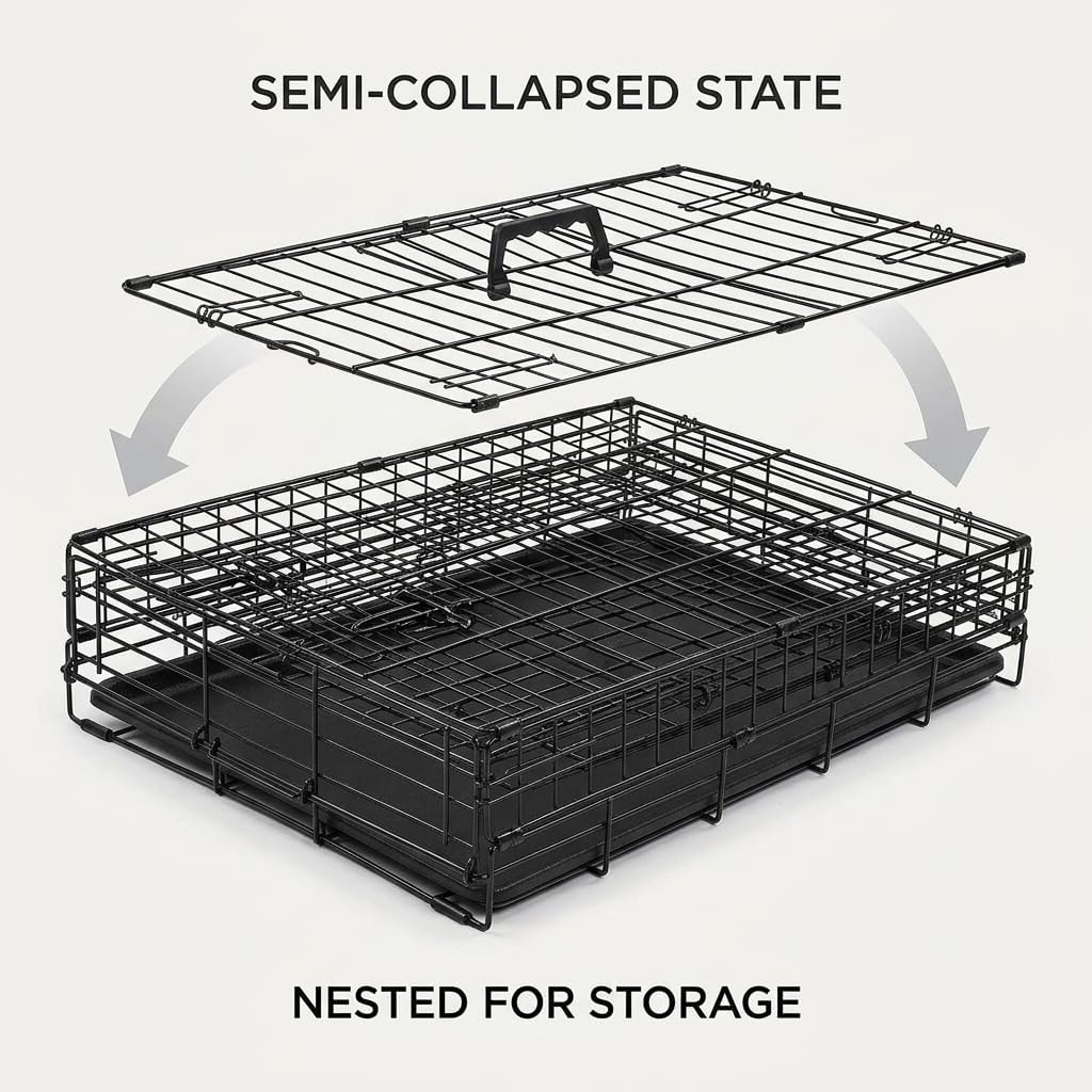 48 Inch Heavy Duty Folding Metal Wire Dog Crate with Double Doors N546489
