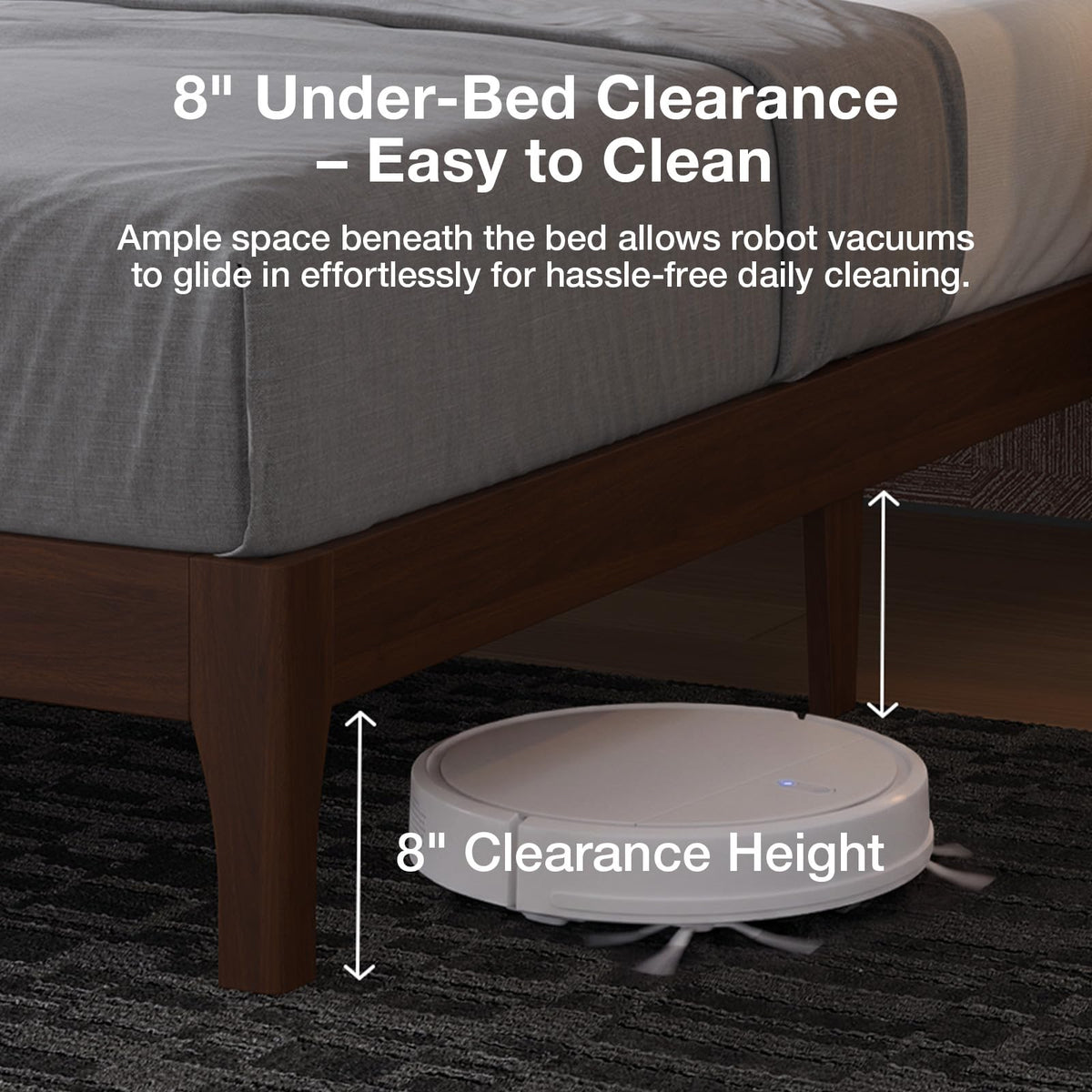 Queen Size Upholstered Bed Frame with Adjustable Headboard Y47897