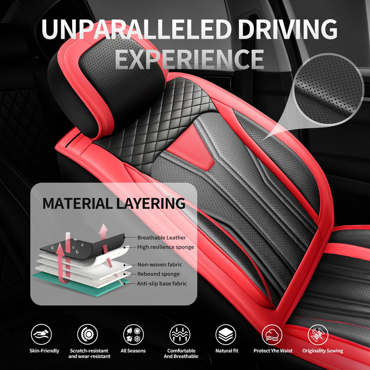 Red Black Car Seat Covers X900231