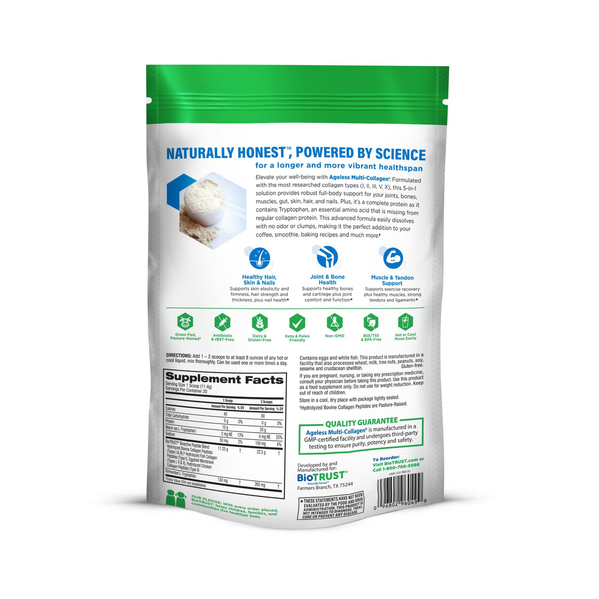 Unflavored Hydrolyzed Collagen Peptides Powder 3 Pack Q8152