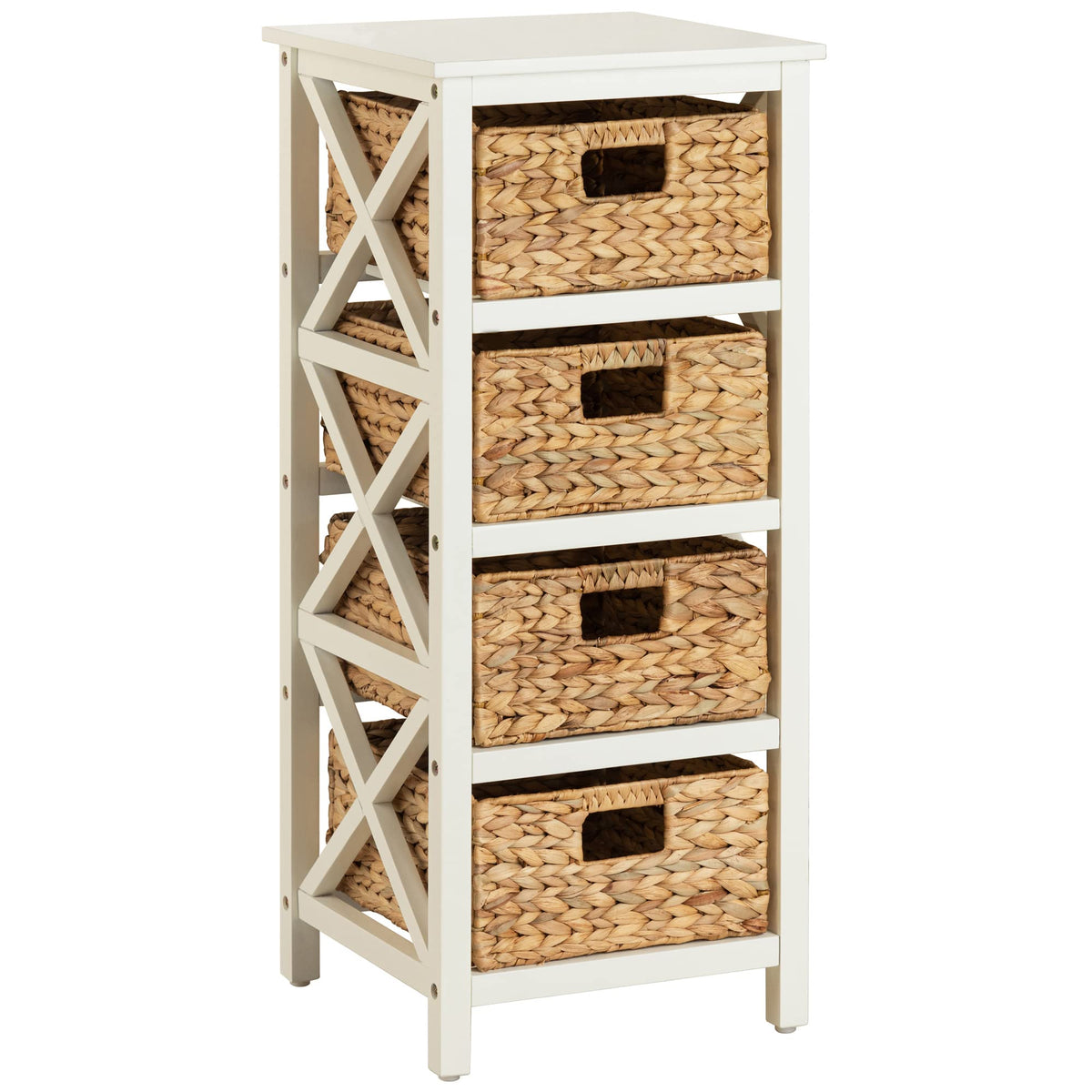 4 Tier X-Side Storage Cabinet White U9792