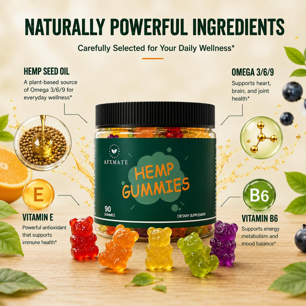Hemp Gummies Fruit Flavored 90 Gummies M630