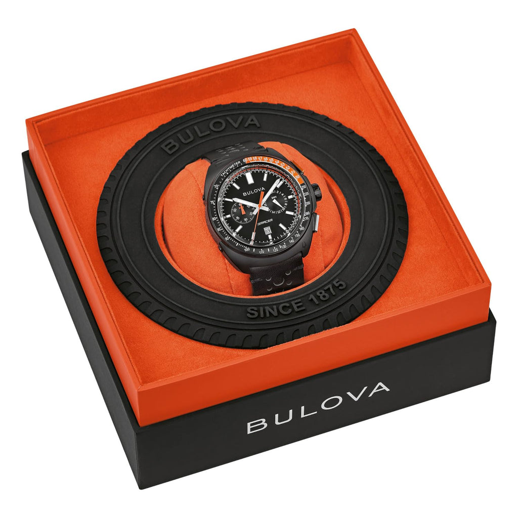 Black Leather Chronograph Watch 42mm S469141