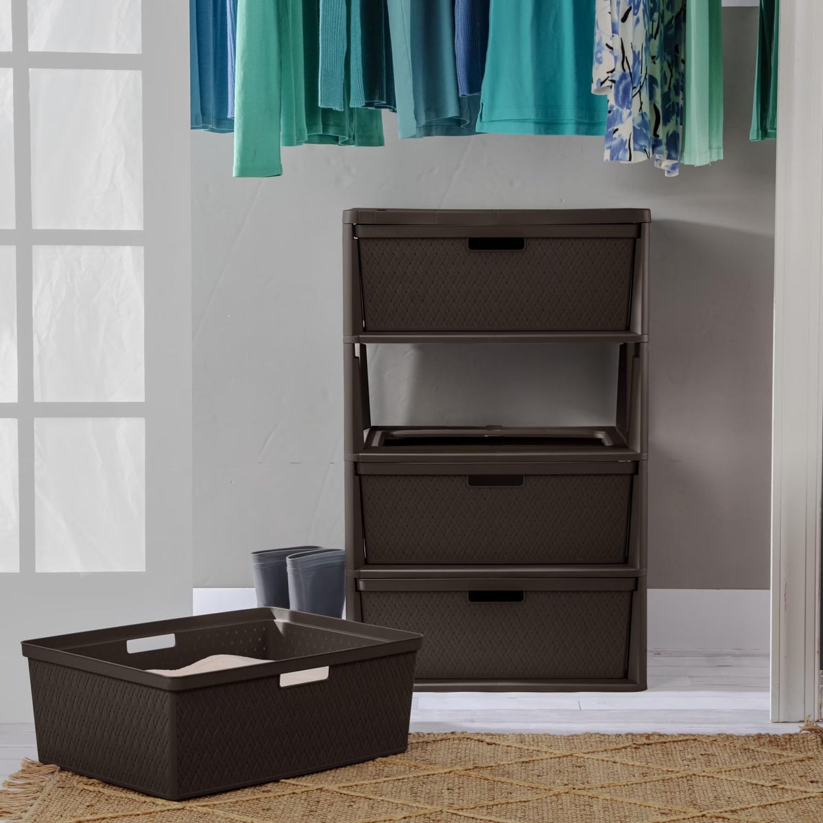 Gray Plastic 3-Drawer Storage Tower with Bins W687074