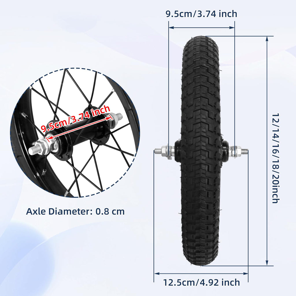 Kids Bike Front Wheels Replacement with Solid Air Rubber Tire and Inner Tube J1869