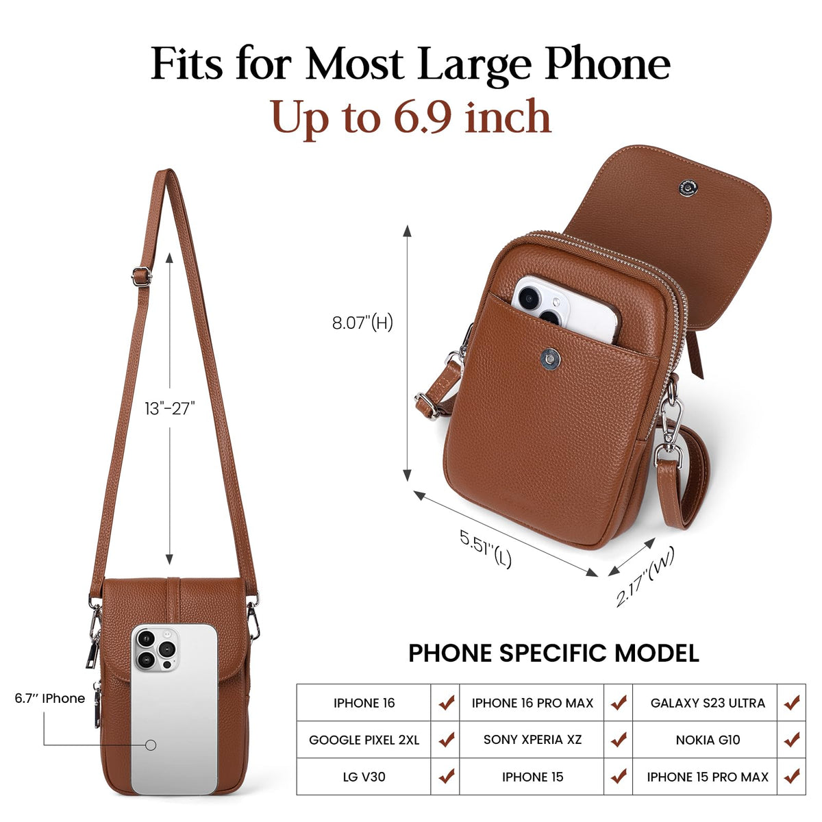Small Genuine Leather Crossbody Bag T353
