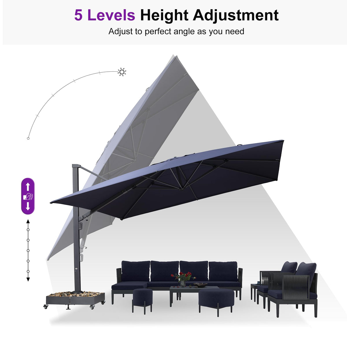 13' X 13' Navy Blue Cantilever Patio Umbrella L878