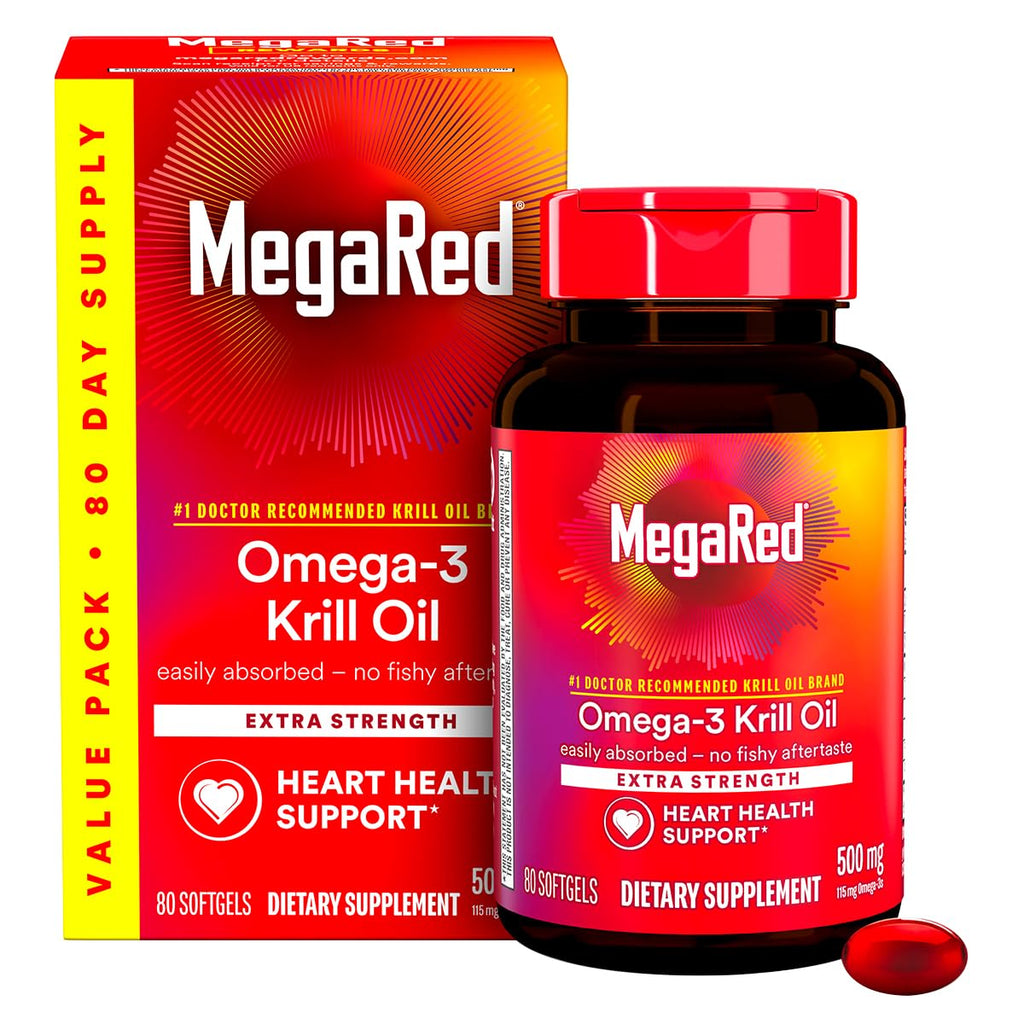500mg Omega-3 Krill Oil Softgels 80 Count 2 Pack X12134