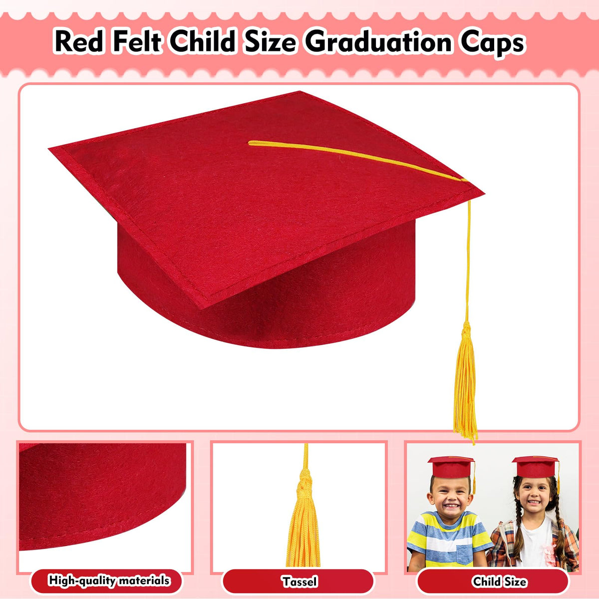 30 Pcs Child Size Felt Graduation Caps Y735452