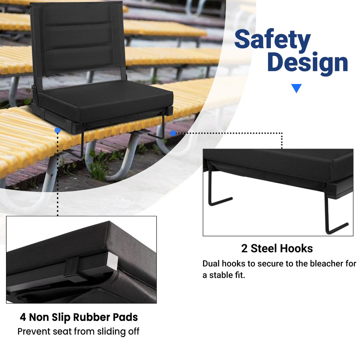 Bleachers Stadium Seat with Back Support and Cushion K4803