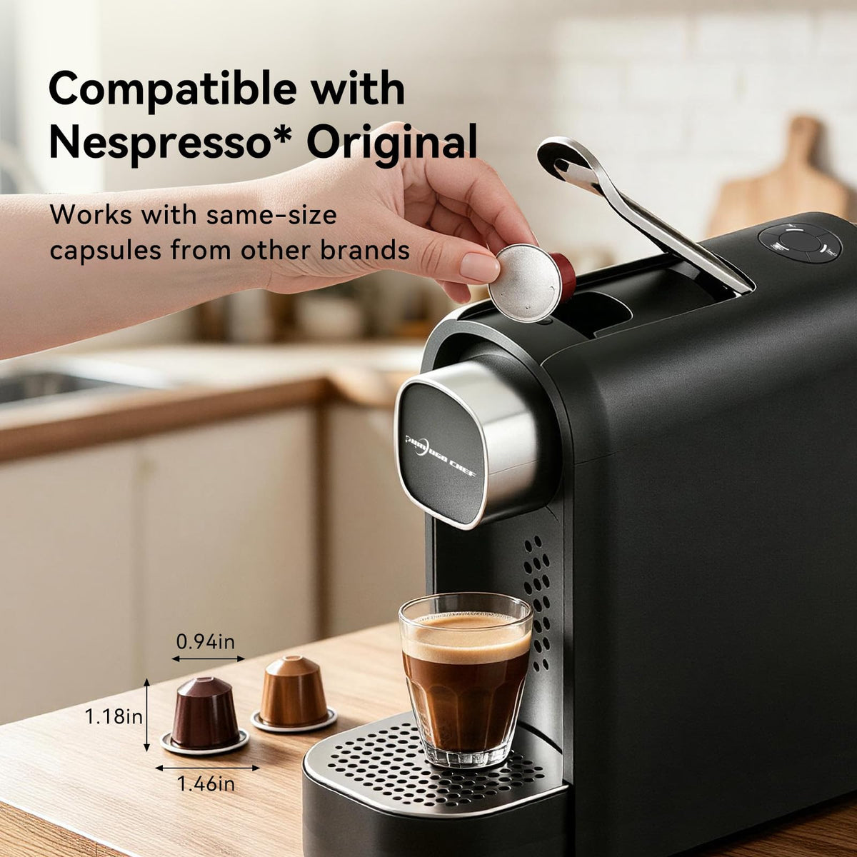 Black Single Serve Espresso Coffee Machine with Removable Tank F468087