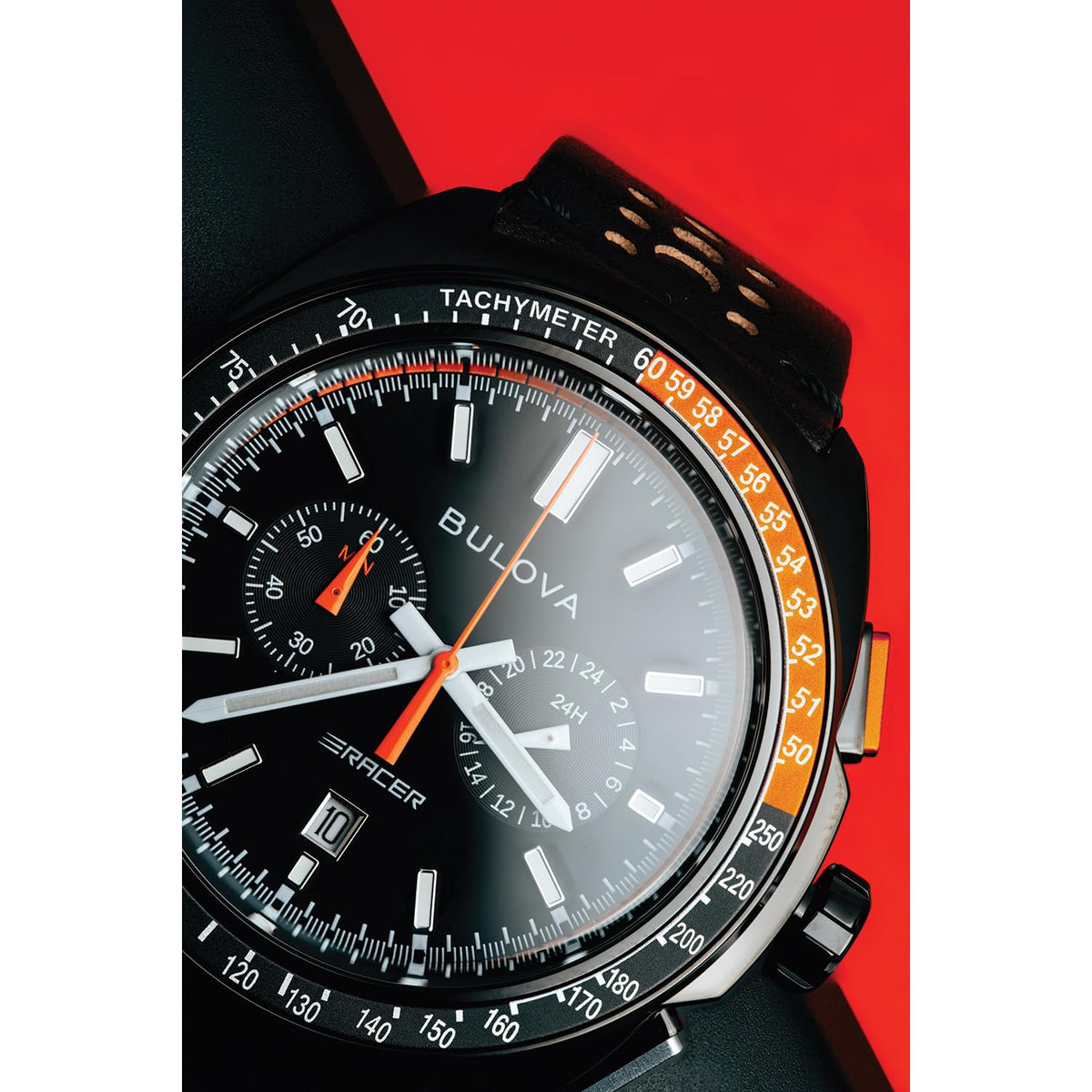 Black Leather Chronograph Watch 42mm S469141