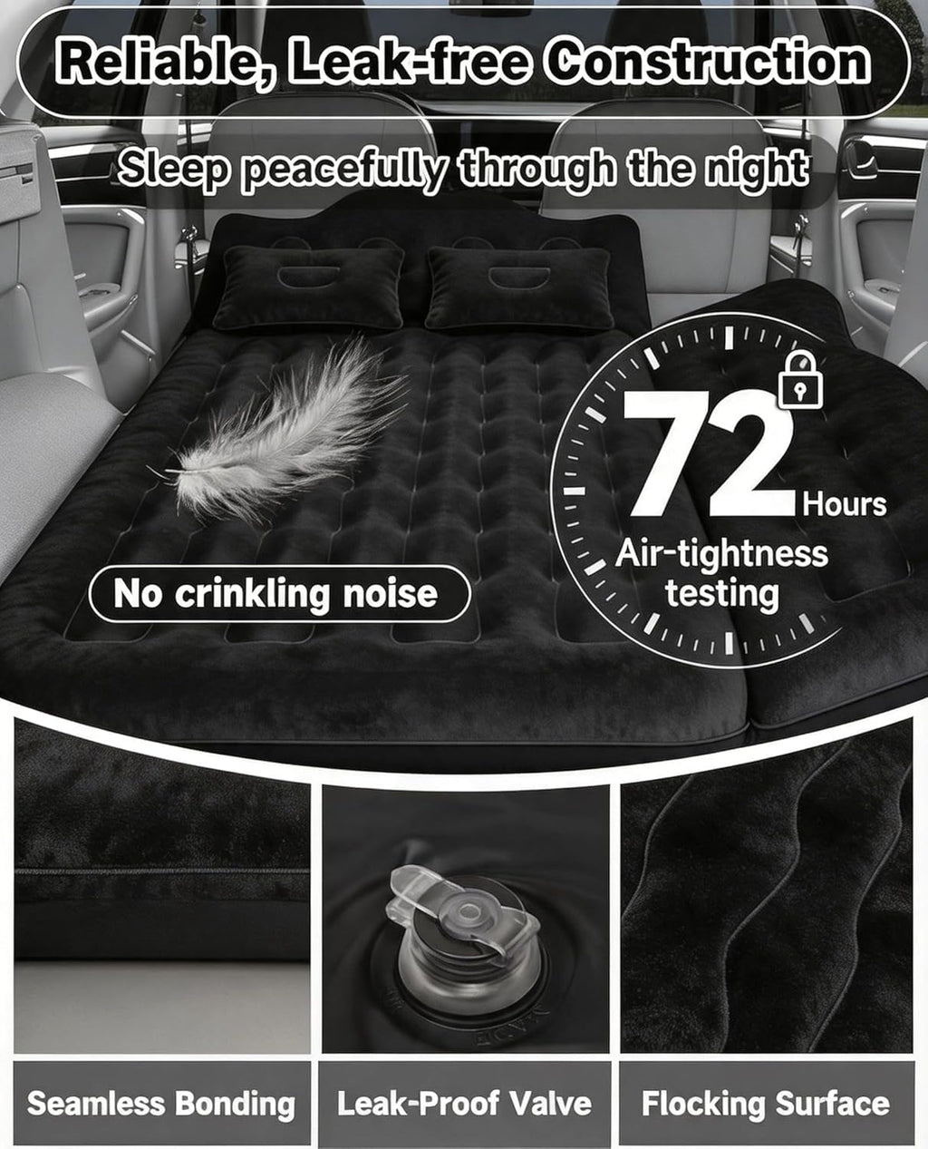 Inflatable Car Air Mattress with Pump & Pillows F65705