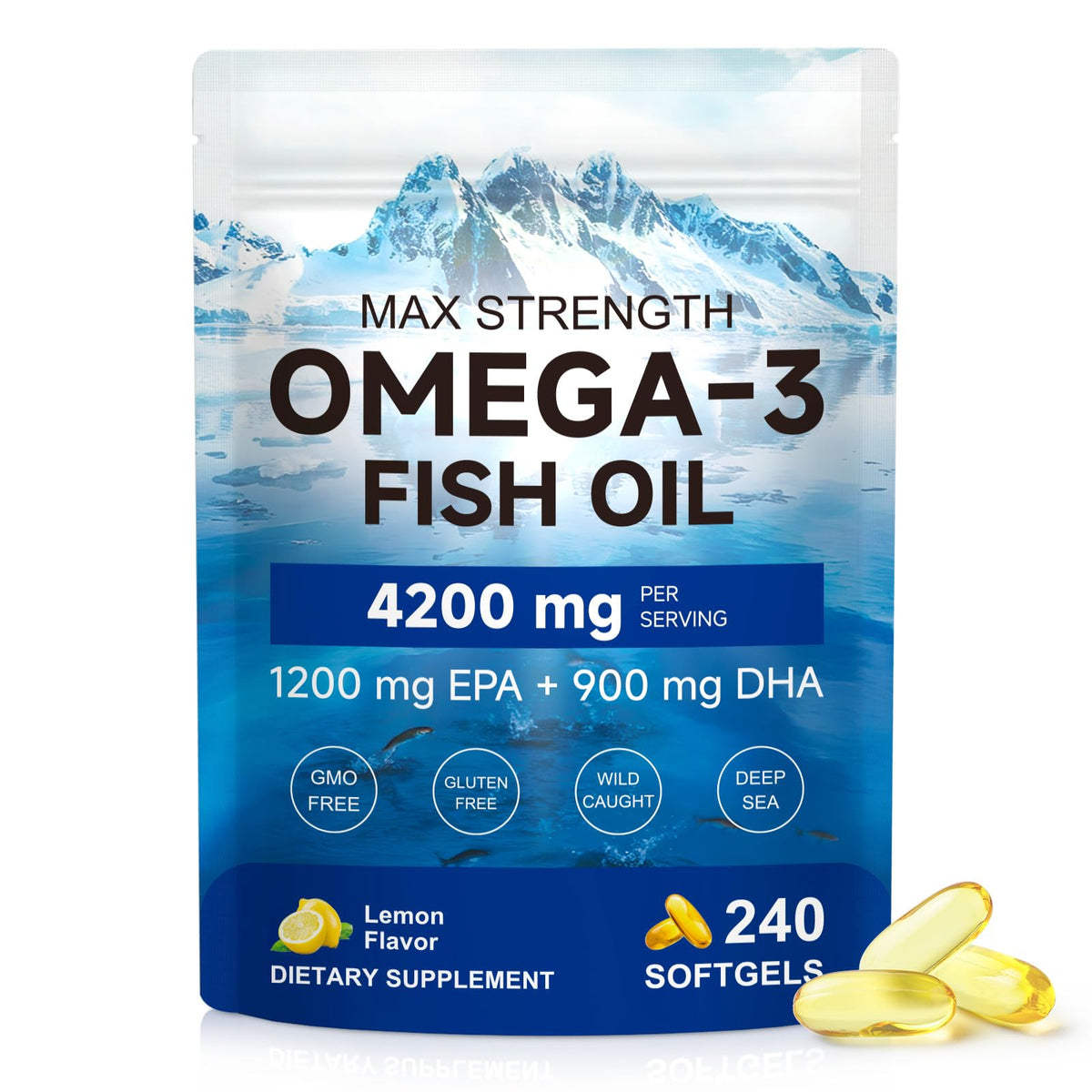 Omega 3 Fish Oil Softgels 4200mg 240 Softgels X205