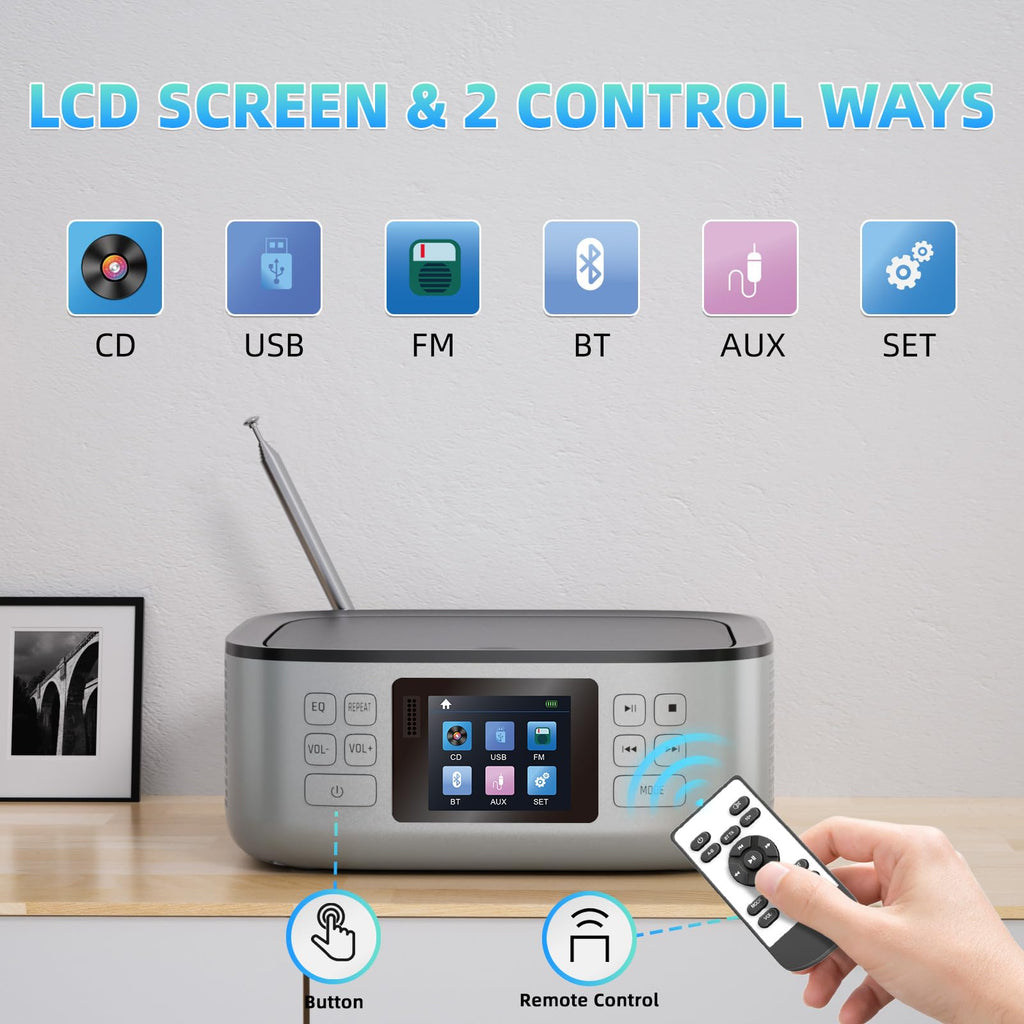 Portable CD Player with Bluetooth and LCD Screen P4827