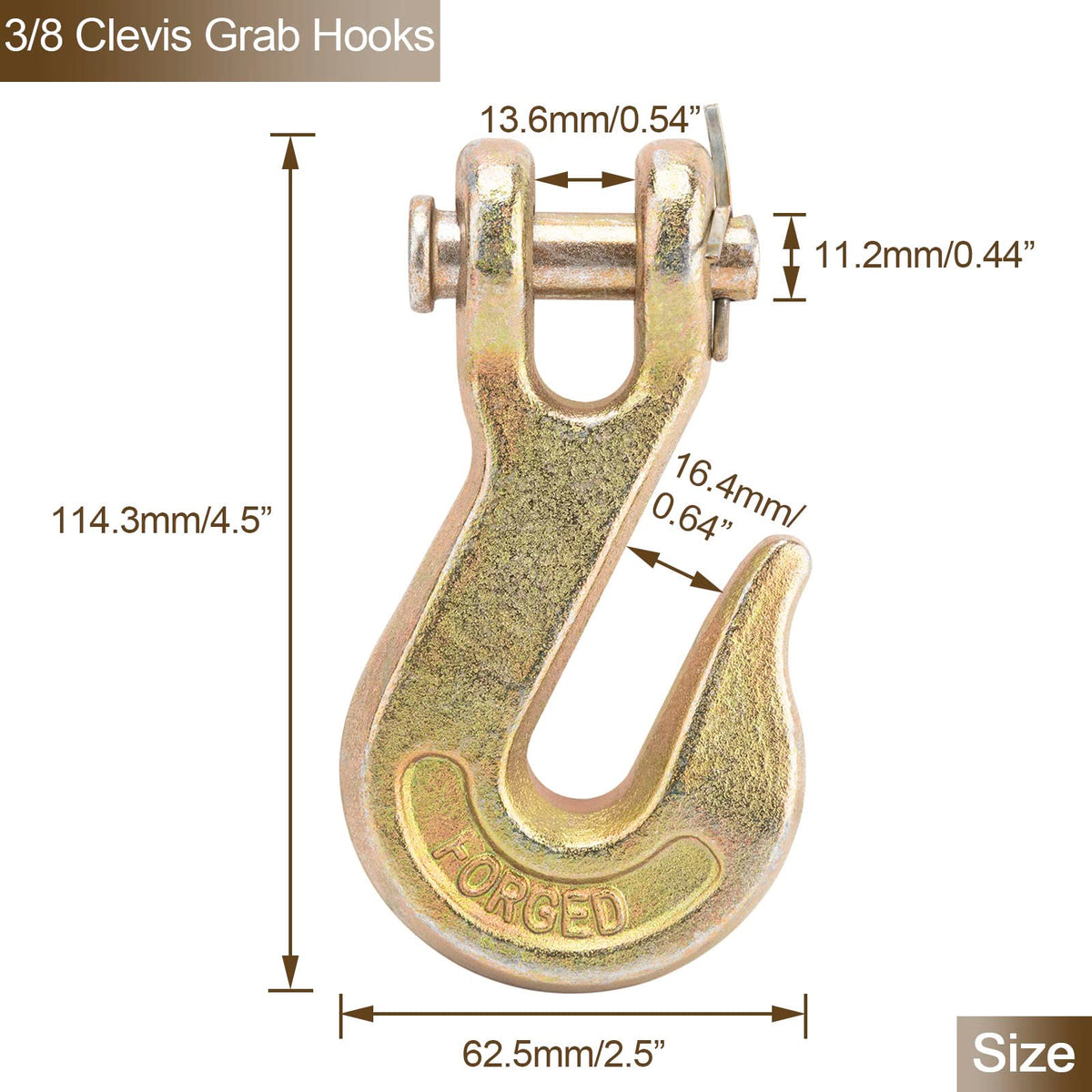 3/8" Grade 70 Clevis Grab Hook 10 Pack G593