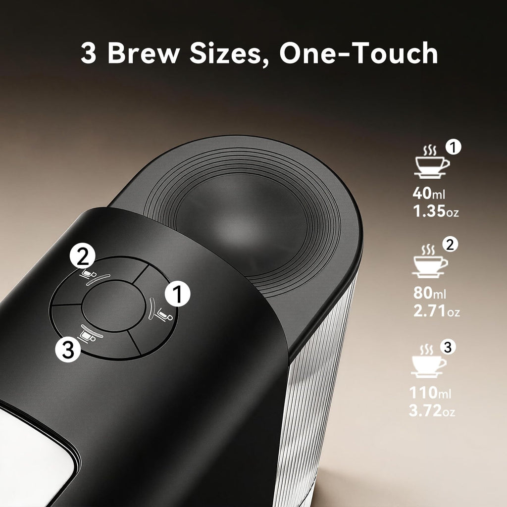 Black Single Serve Espresso Coffee Machine with Removable Tank F468087