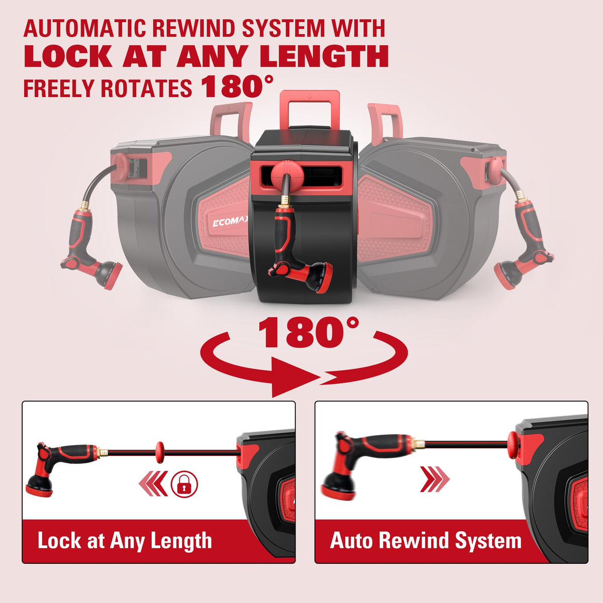 Retractable Garden Hose Reel 1/2" x 100 ft G820