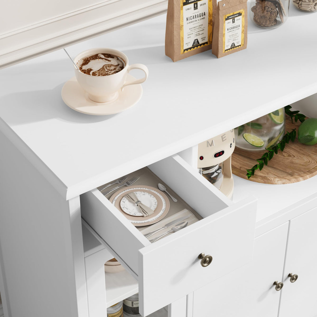 White Microwave Cabinet L910817