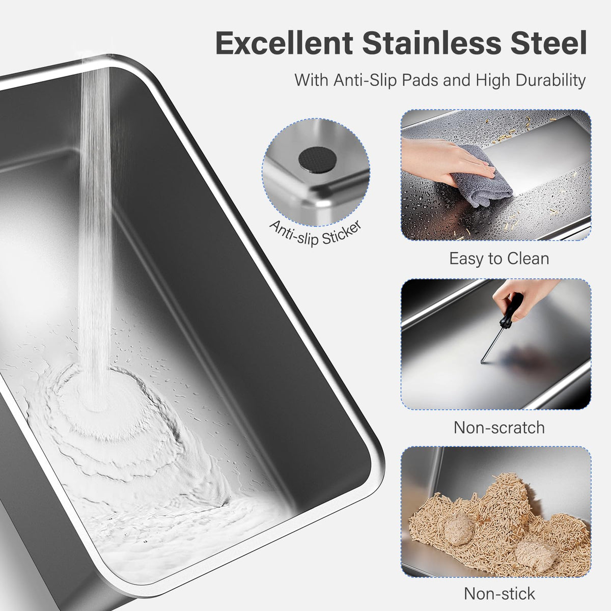 XL Stainless Steel Enclosed Cat Litter Box L515297
