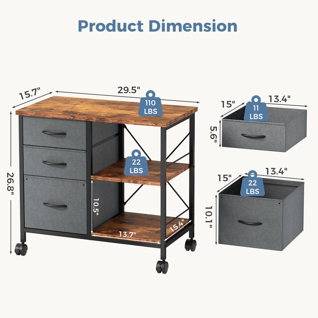 3 Drawer Mobile File Cabinet I837641