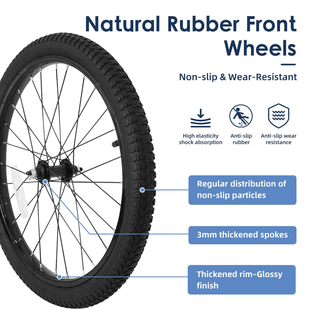 Kids Bike Front Wheels Replacement with Solid Air Rubber Tire and Inner Tube J1869