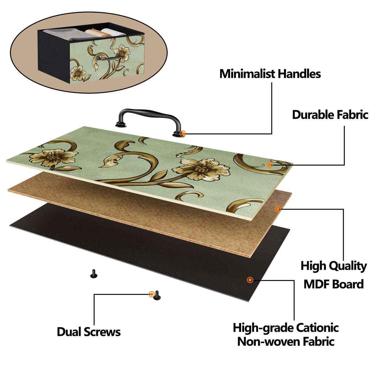 4 Drawer Fabric Dresser S299