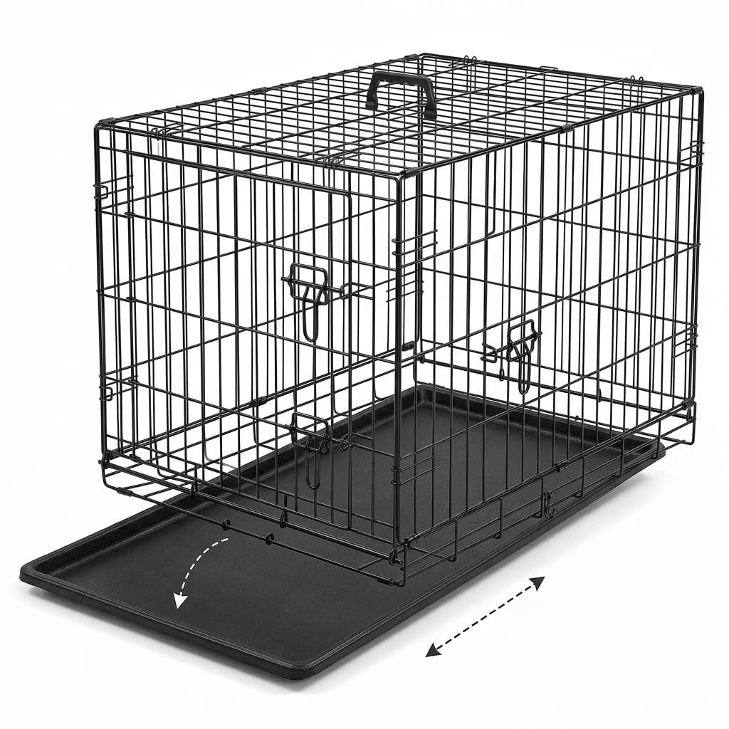 48 Inch Heavy Duty Folding Metal Wire Dog Crate with Double Doors N546489