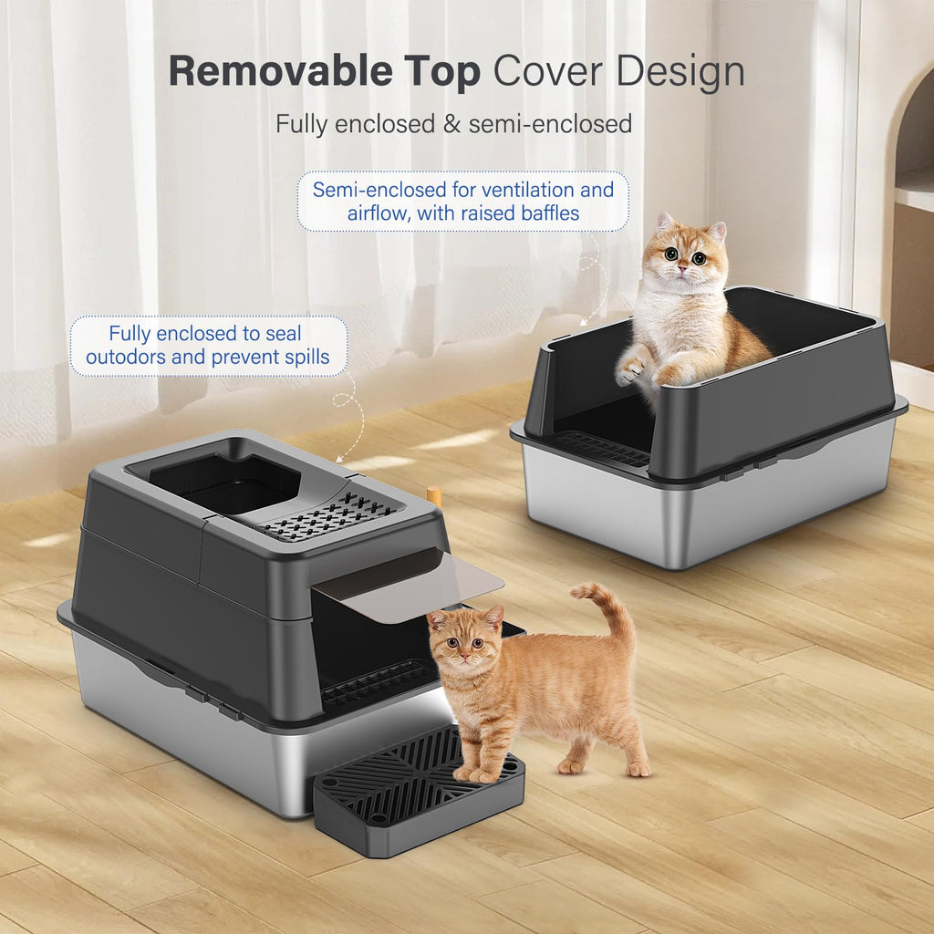 XL Stainless Steel Enclosed Cat Litter Box L515297