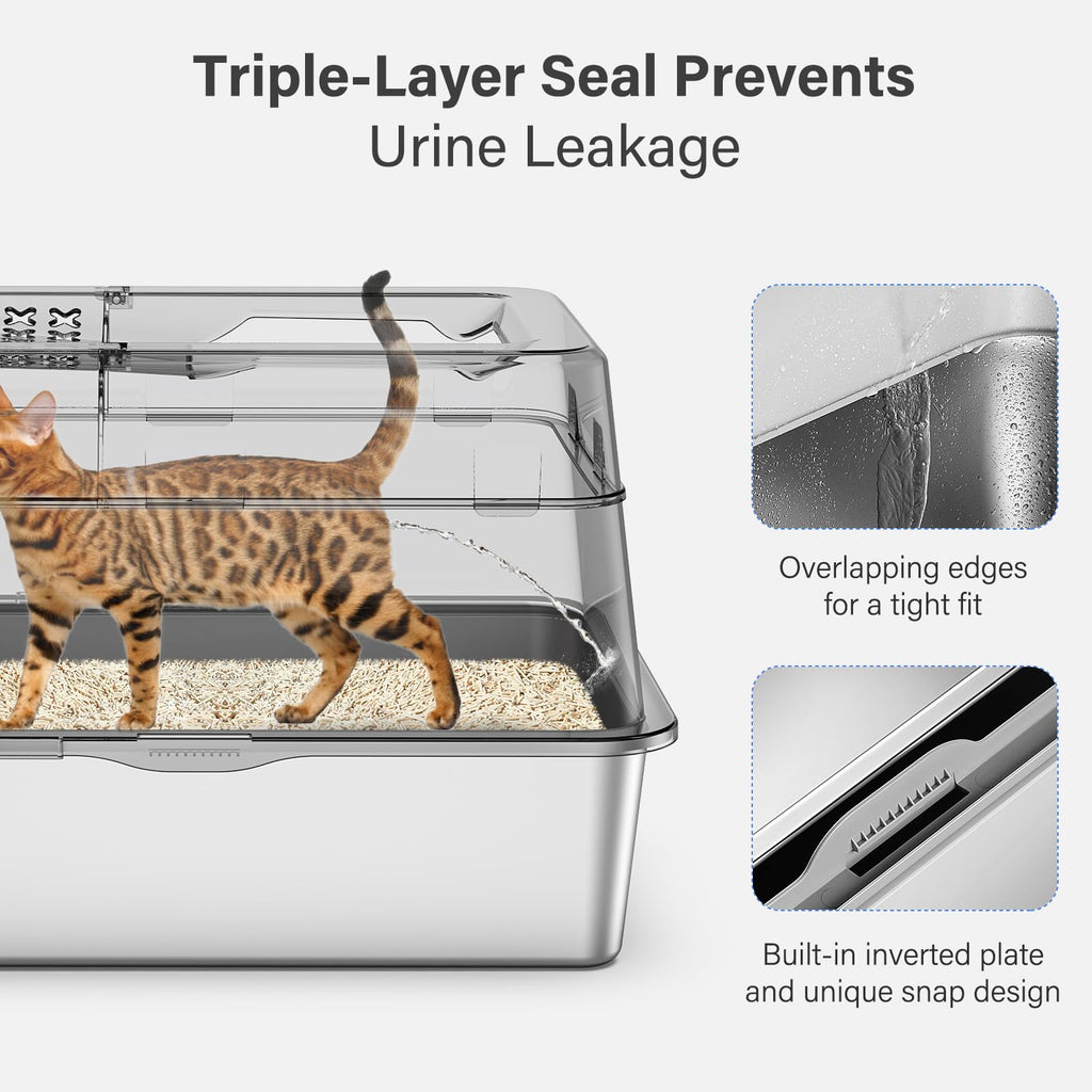 XL Stainless Steel Enclosed Cat Litter Box L515297