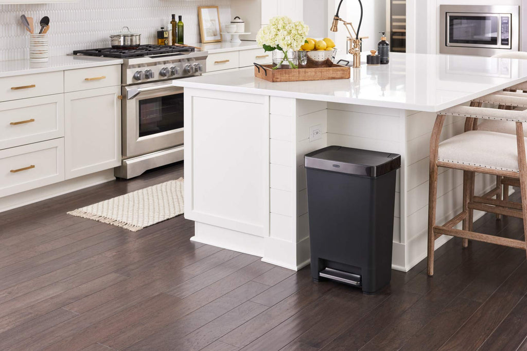 12.4 Gallon Charcoal Step-On Trash Can with Stainless Steel Rim C197507