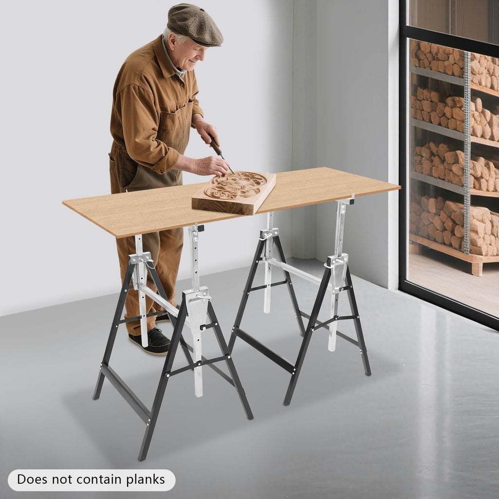 Foldable Steel 2 Pack Adjustable Height Saw Horses O93318